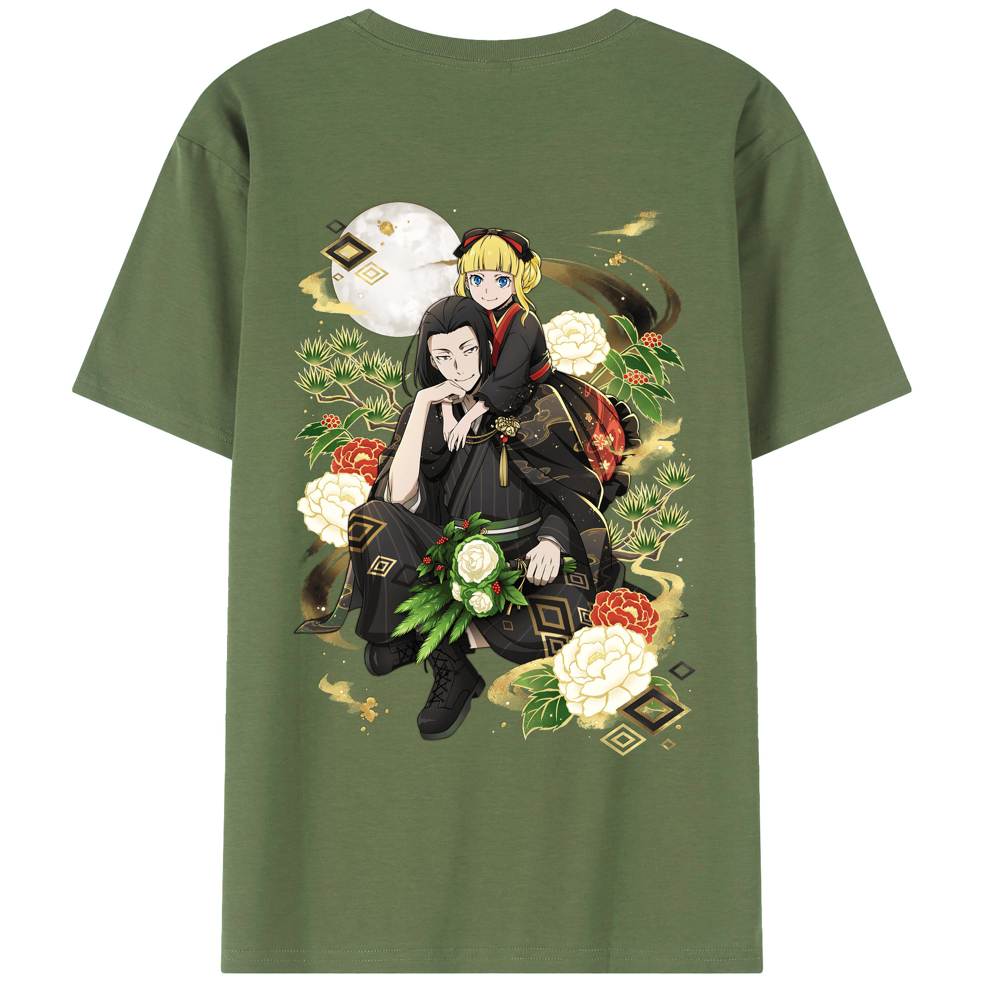 （画像用） 文豪ストレイドッグス Bungo Stray Dogs 綿100％ メンズ半袖Tシャツ（バックプリント） 通気性